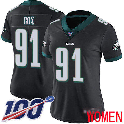 Women Philadelphia Eagles #91 Fletcher Cox Black Alternate Vapor Untouchable NFL Jersey Limited Player